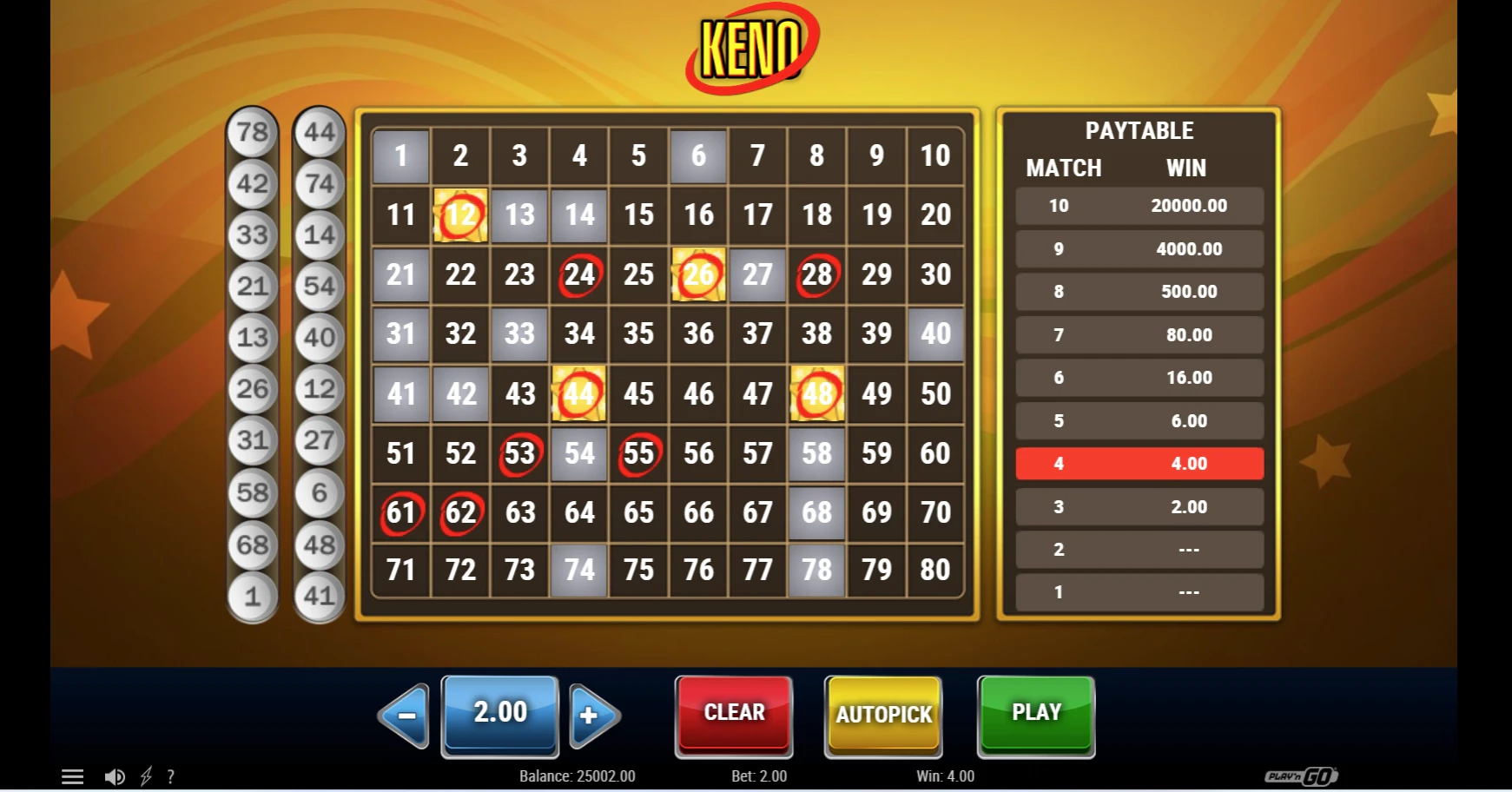 Play'n GO Keno