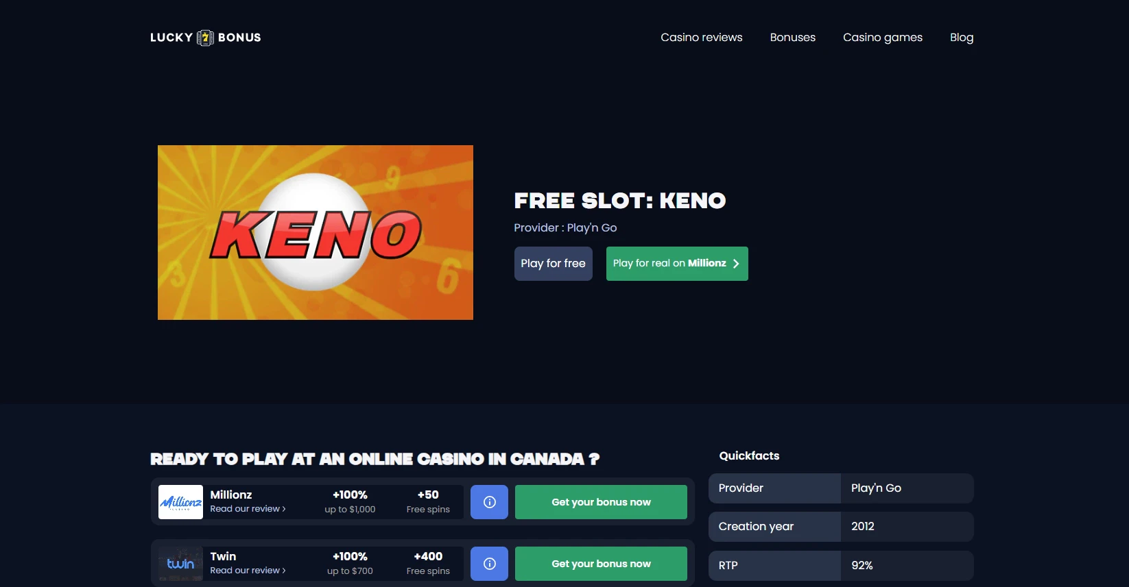 Free Keno
