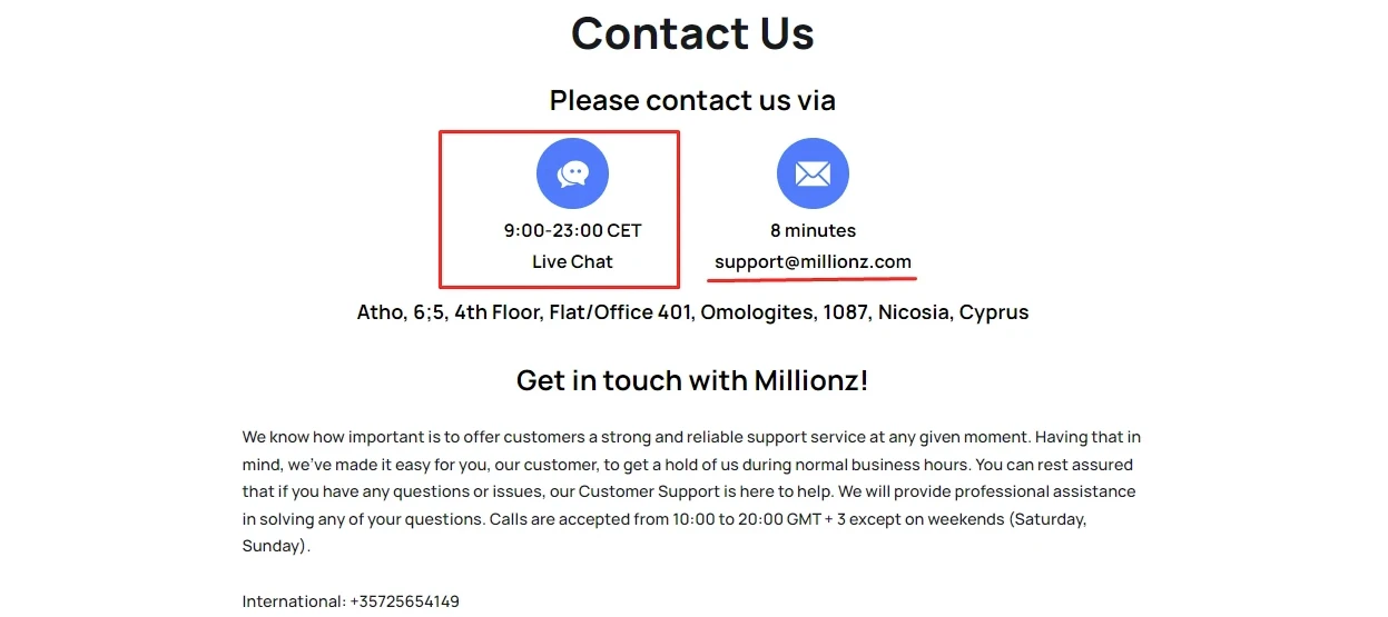Millionz Customer Support