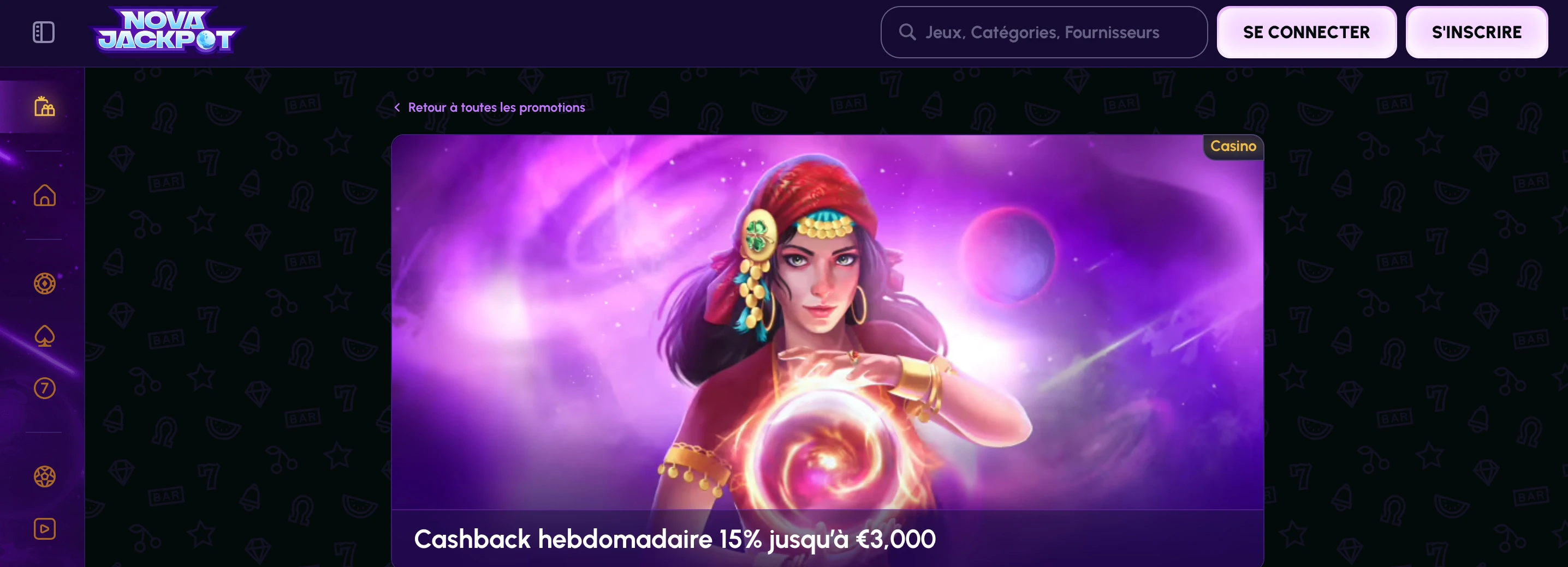 cashback hebdomadaire novajackpot