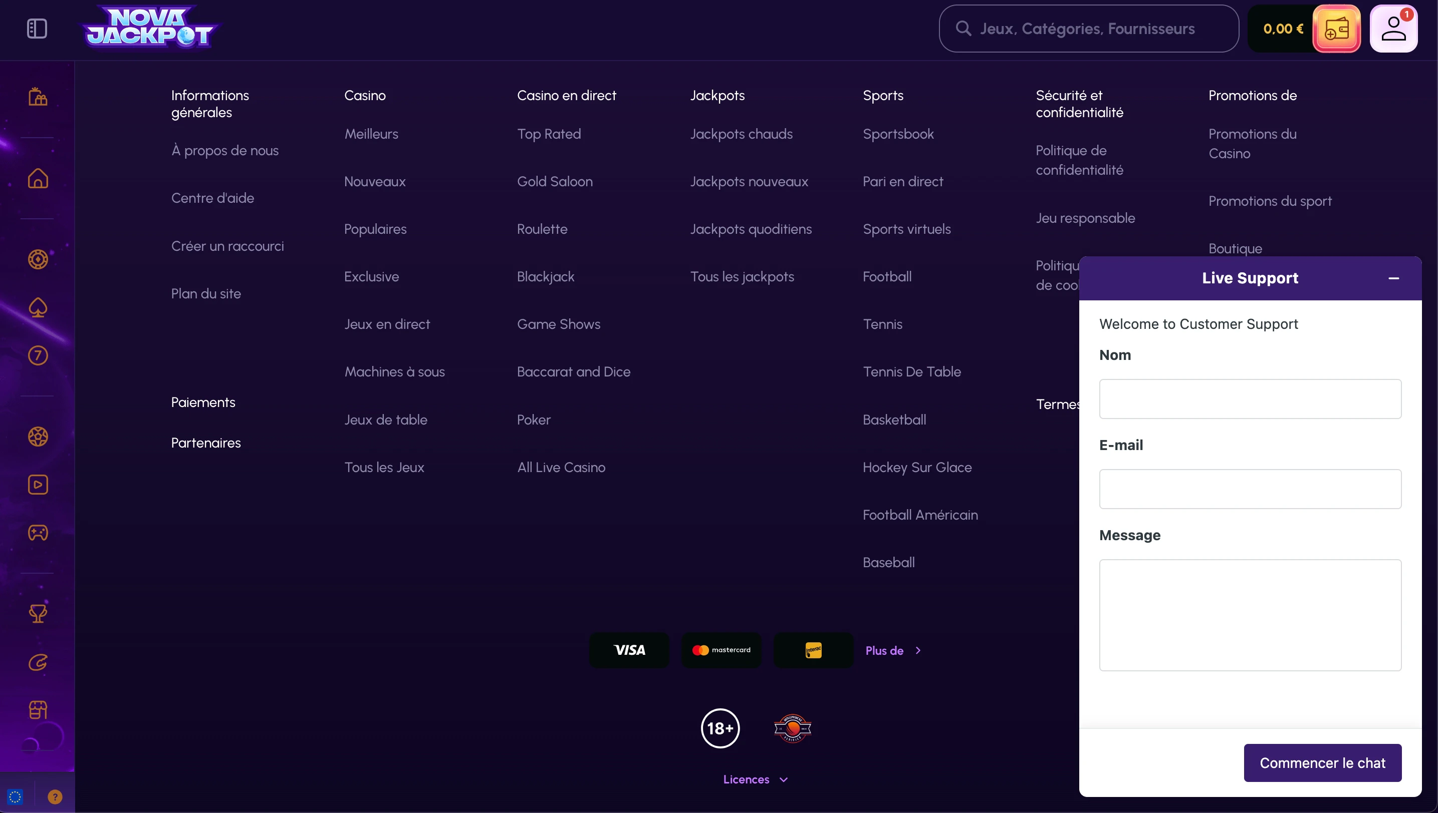 service client novajackpot