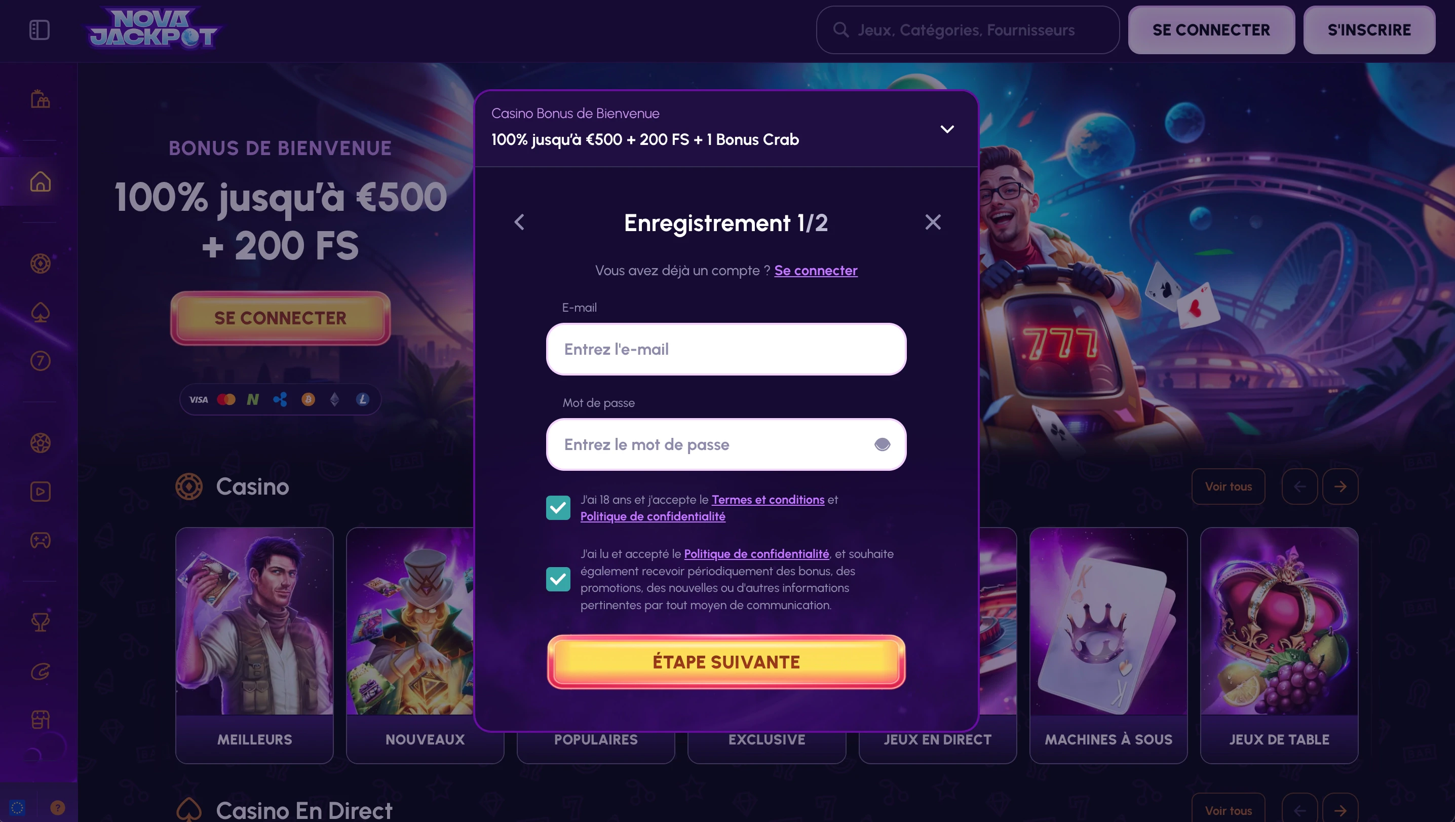 inscription novajackpot