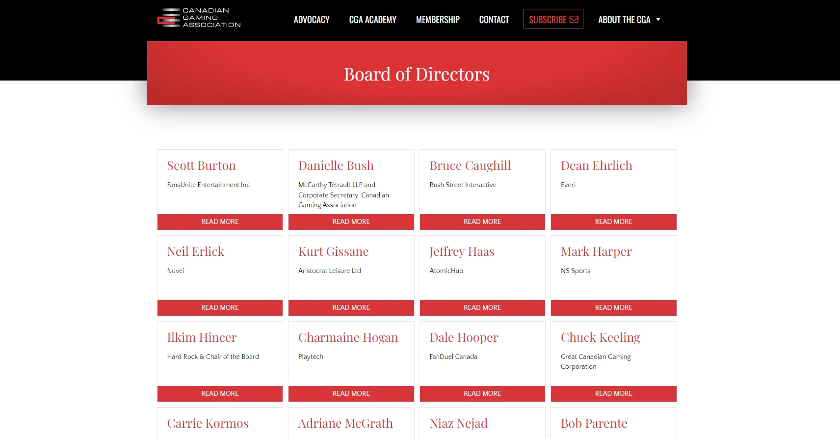CGA Board of Directors