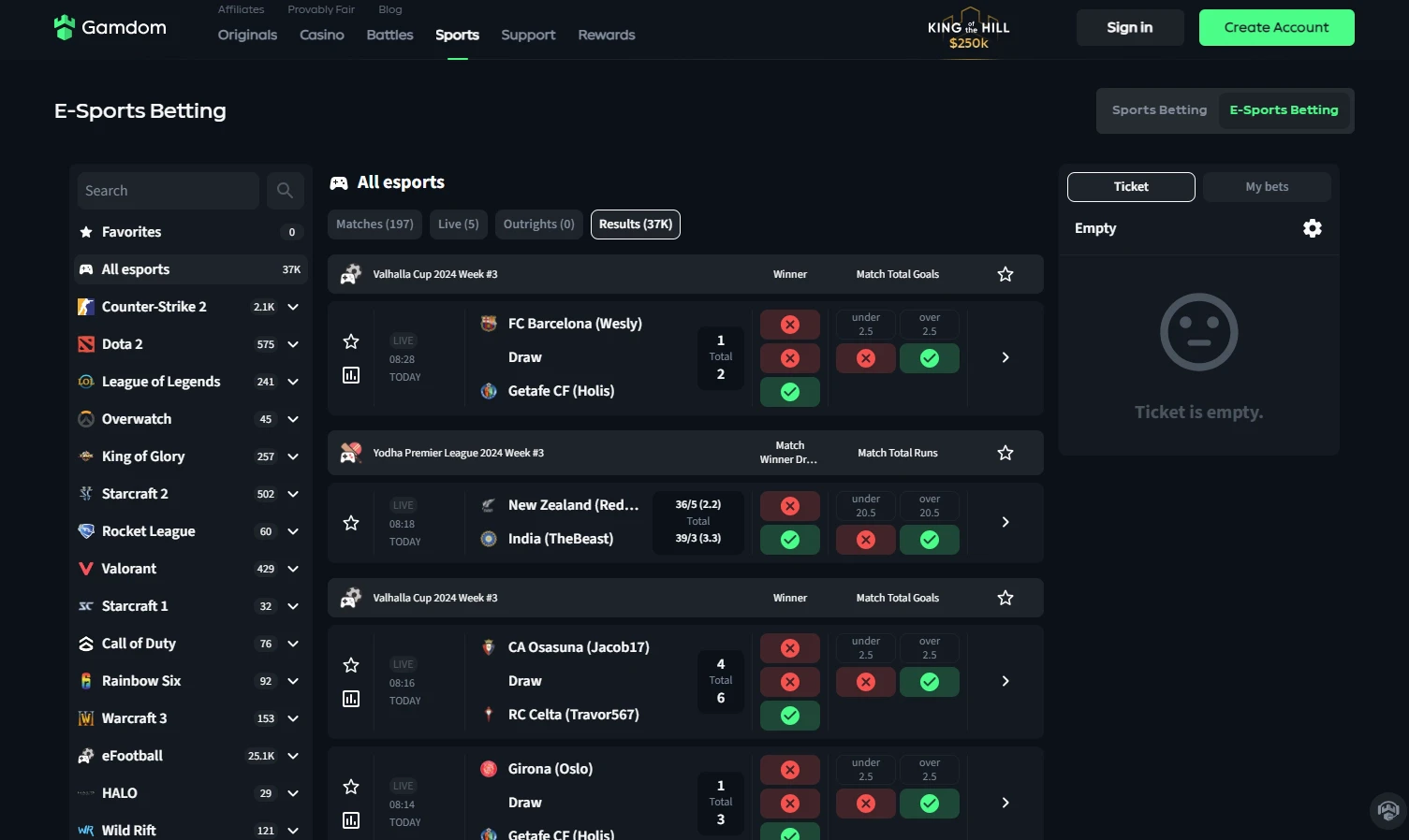 Gamdom esports betting