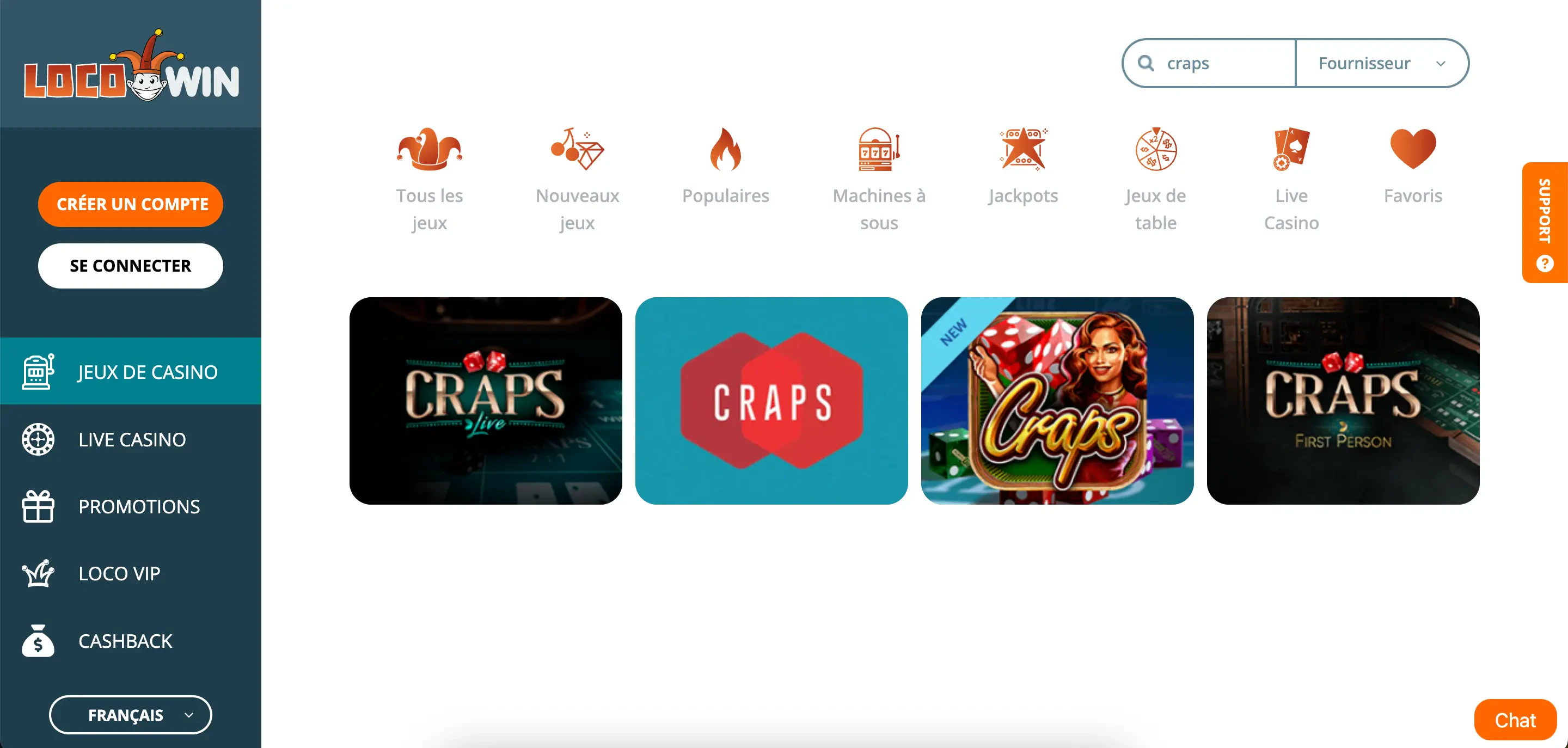 craps Locowin