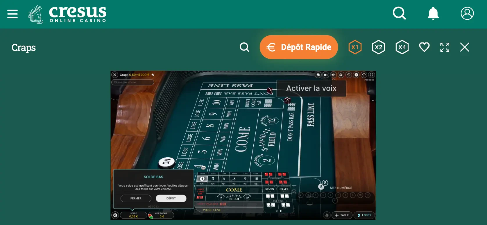 craps smartphone