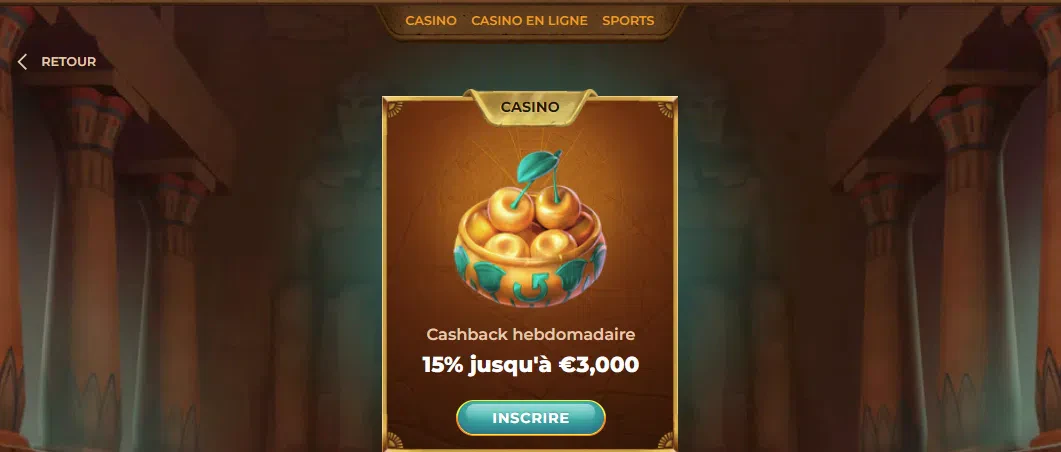 Cashback hebdomadaire AmunRa