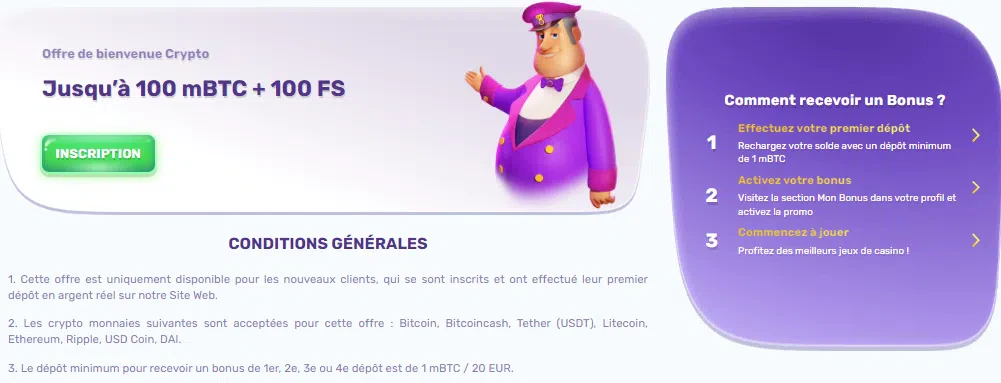 Bonus de bienvenue Crypto
