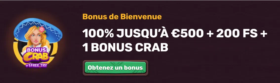 Bonus de bienvenue jusqu'à 500€