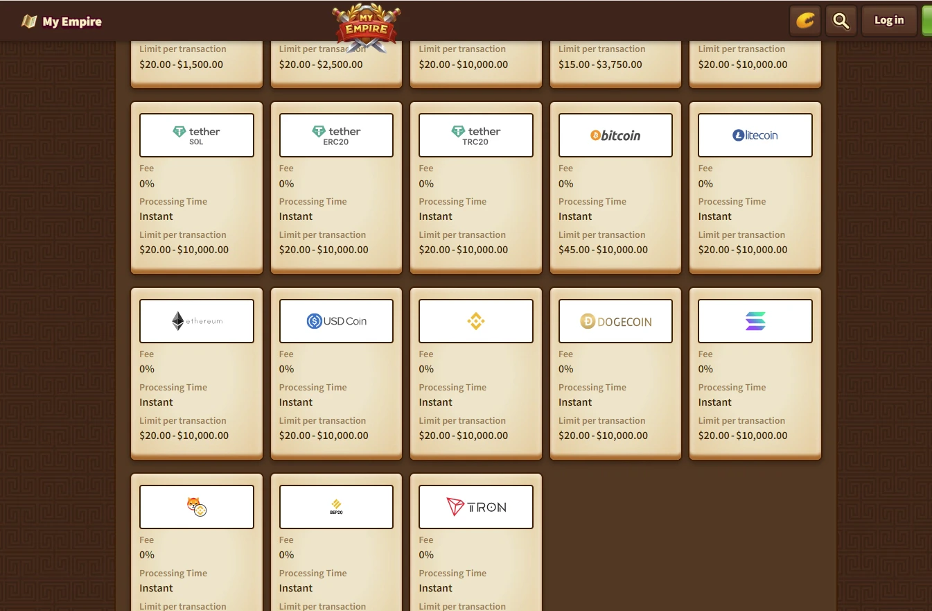 MyEmpire Casino deposits
