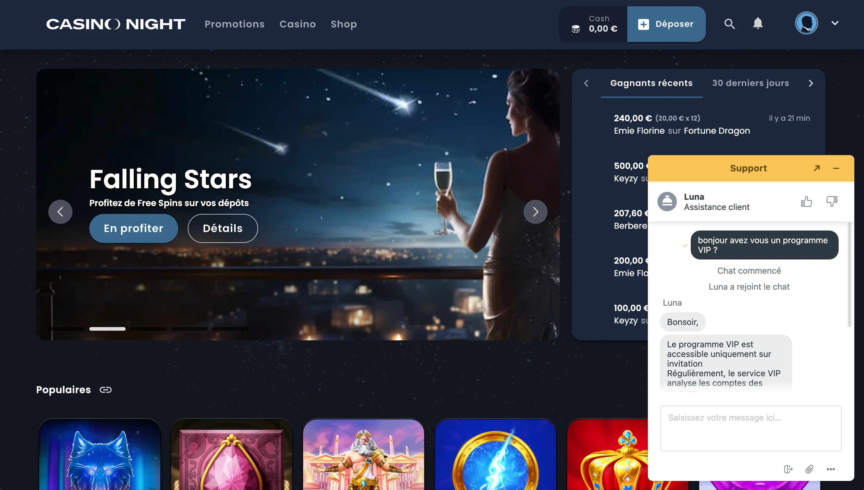 service client casinonight