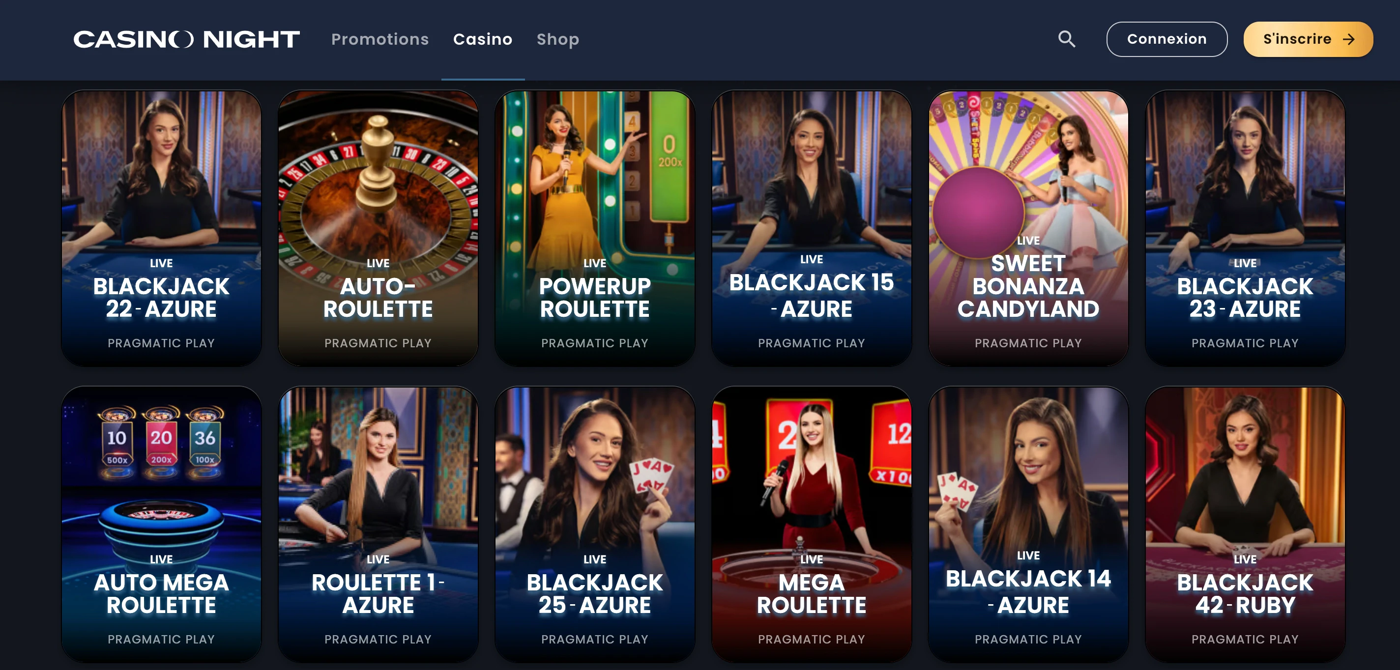 jeux en direct casinonight