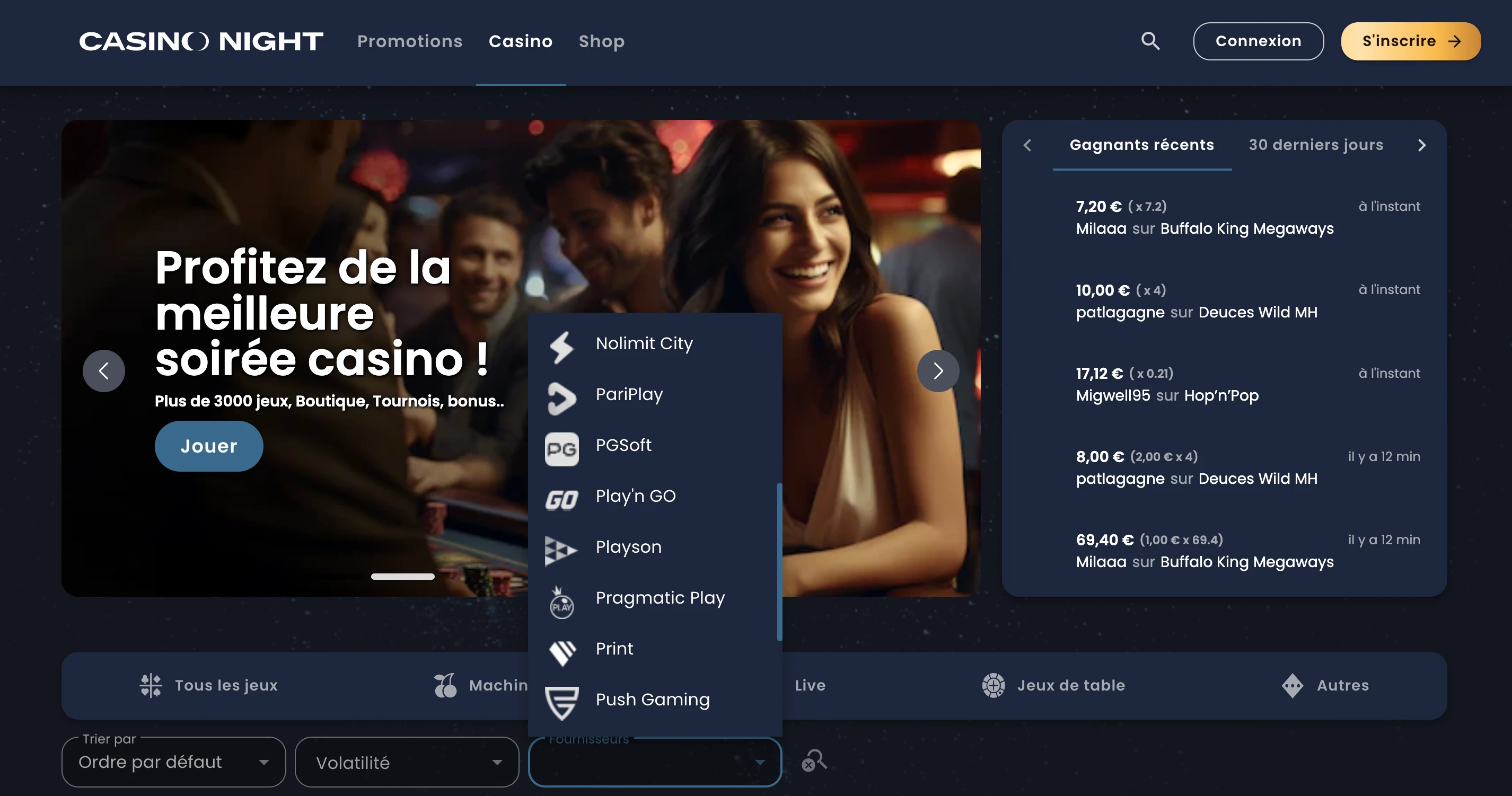 fournisseurs casinonight