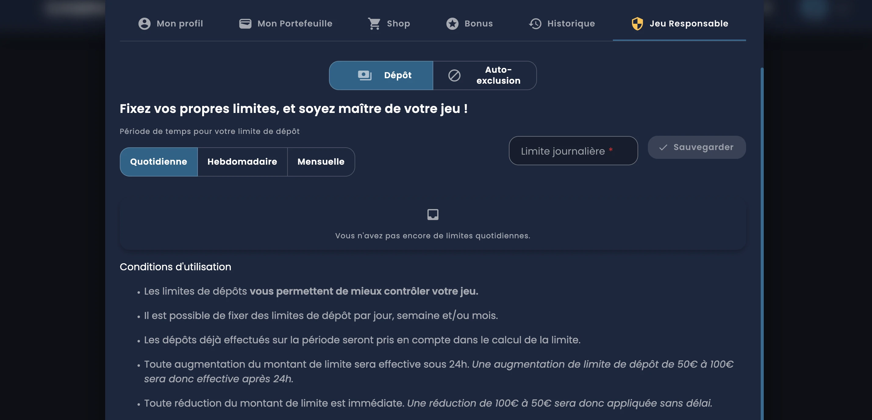 jeu responsable casinonight