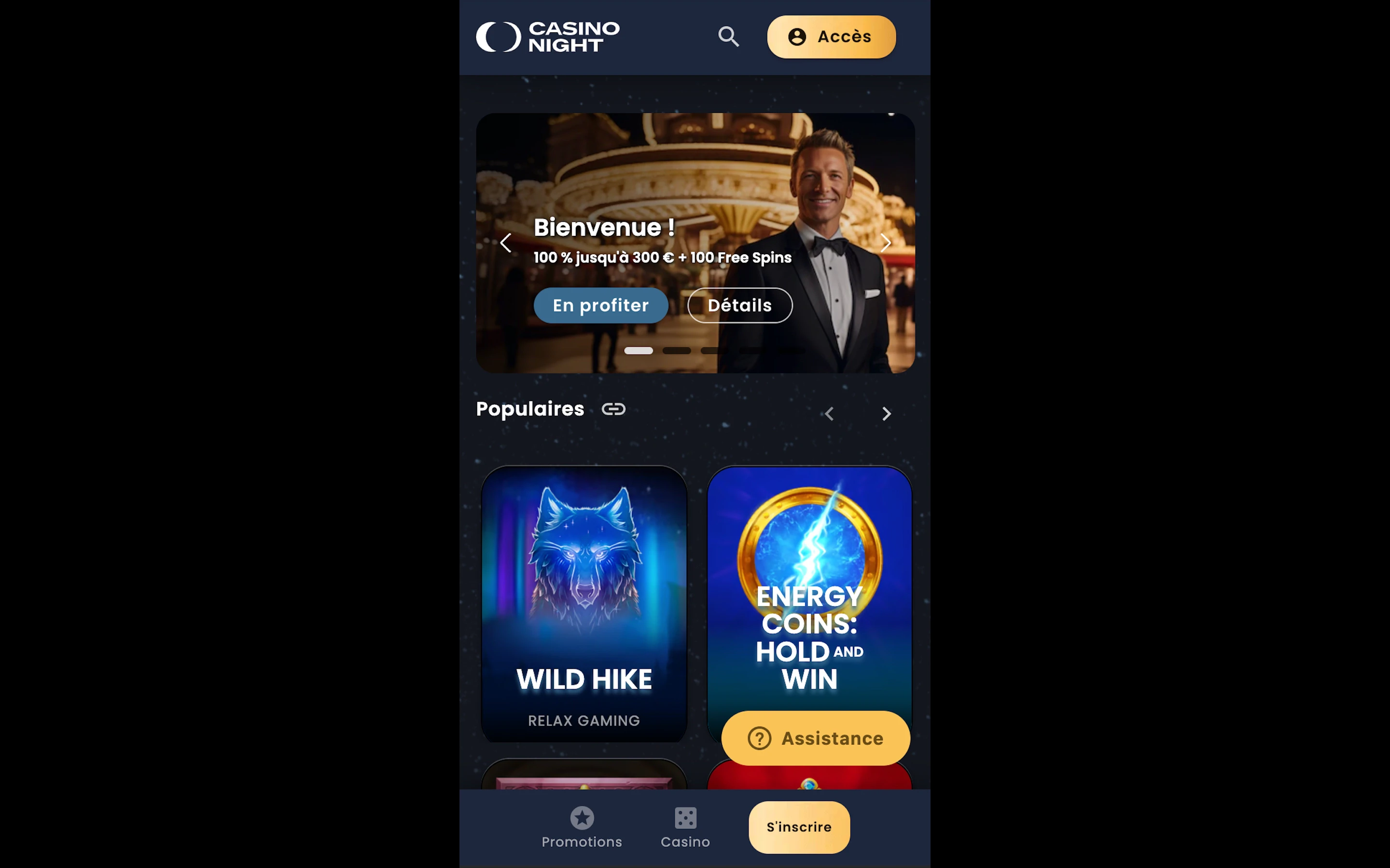 casinonight sur mobile