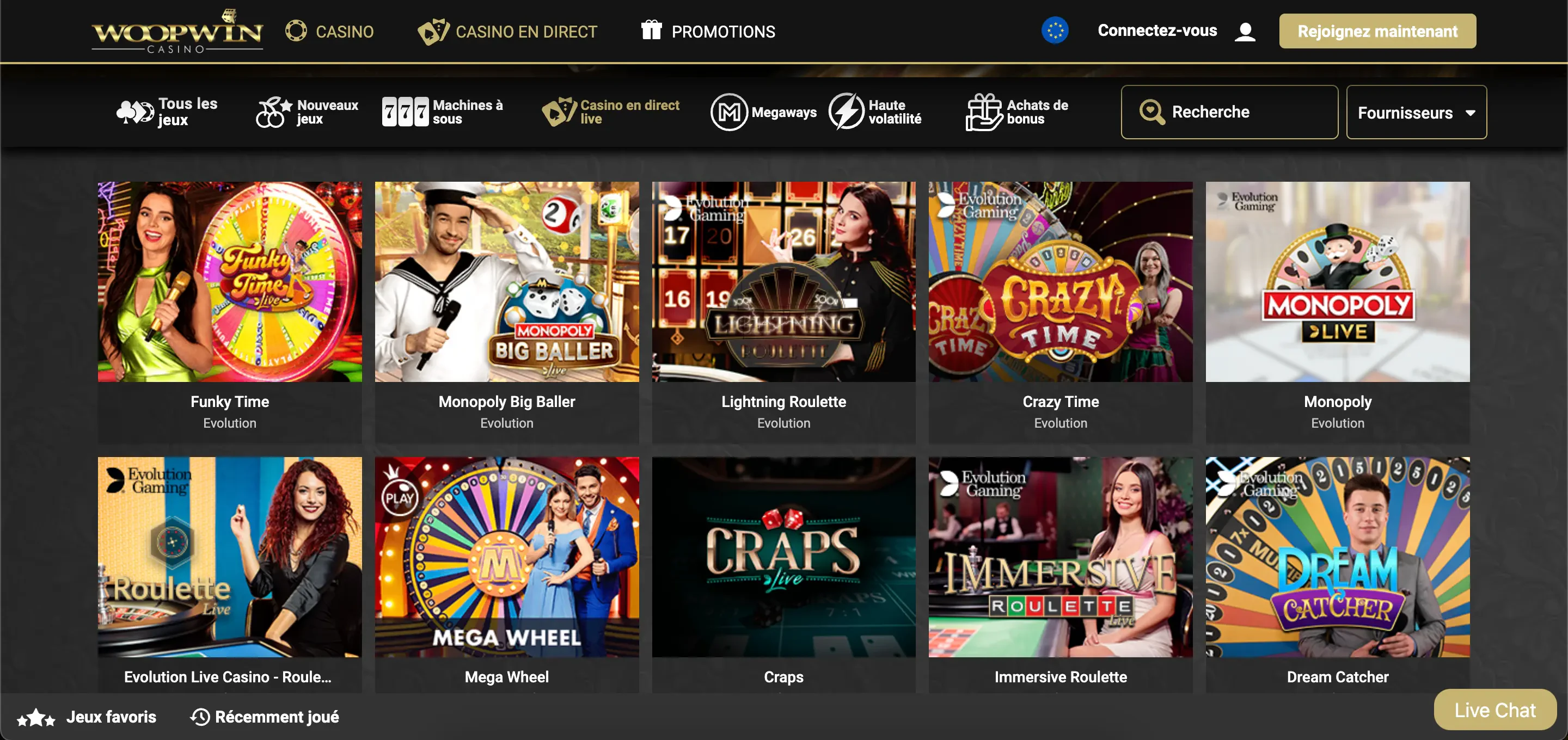 woopwin live casino