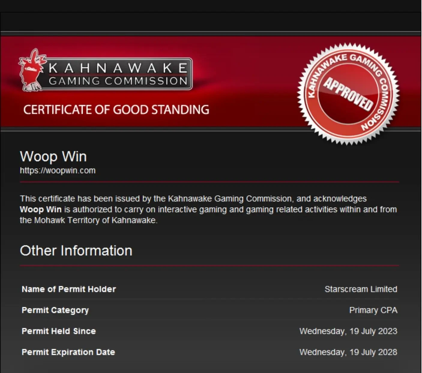 woopwin licence