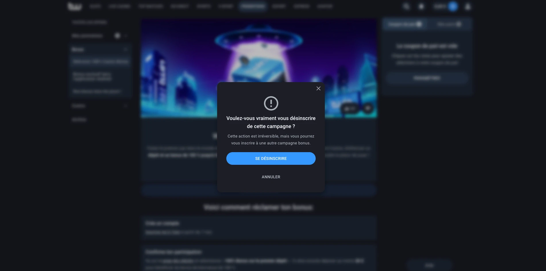 Étape 2 annuler offre de bienvenue Twin