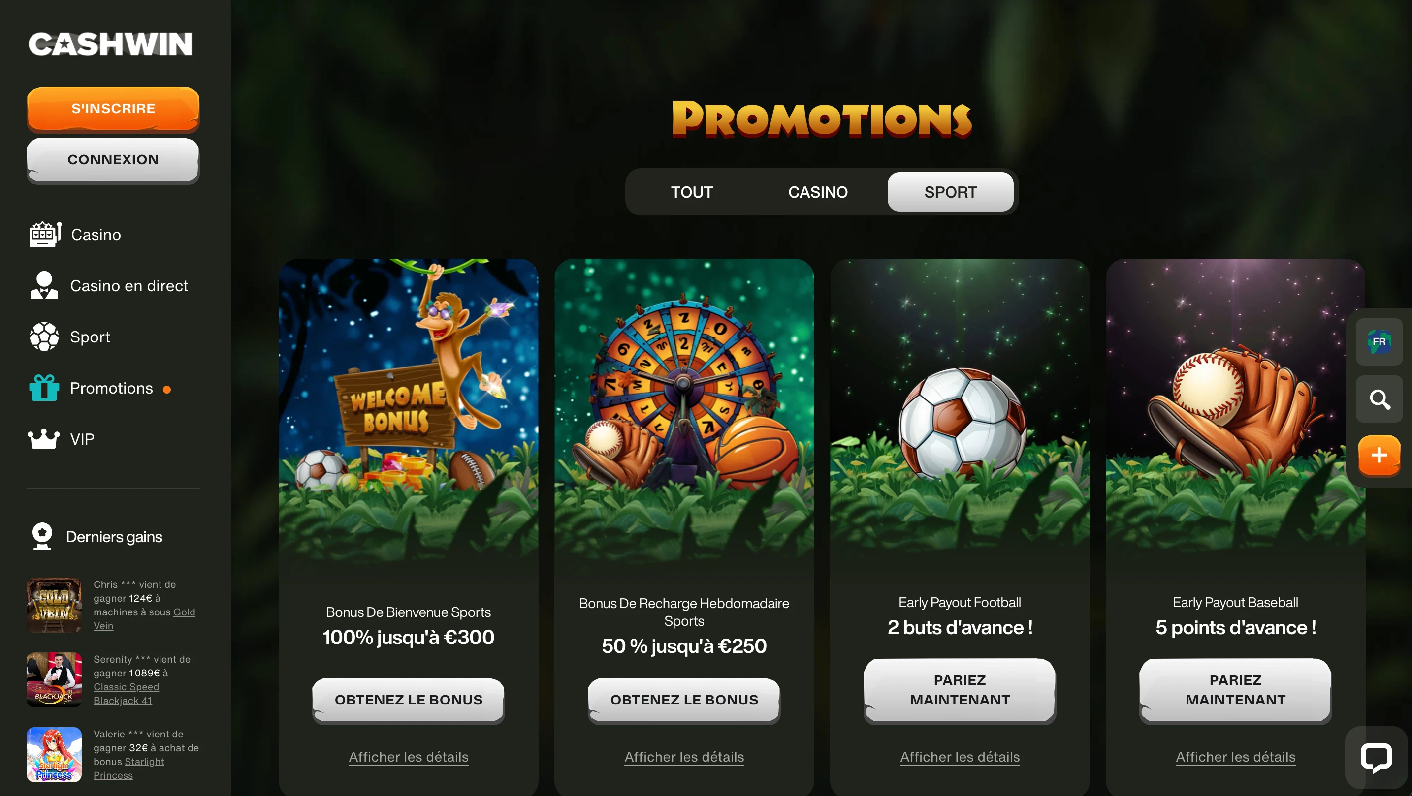 bonus sport cashwin
