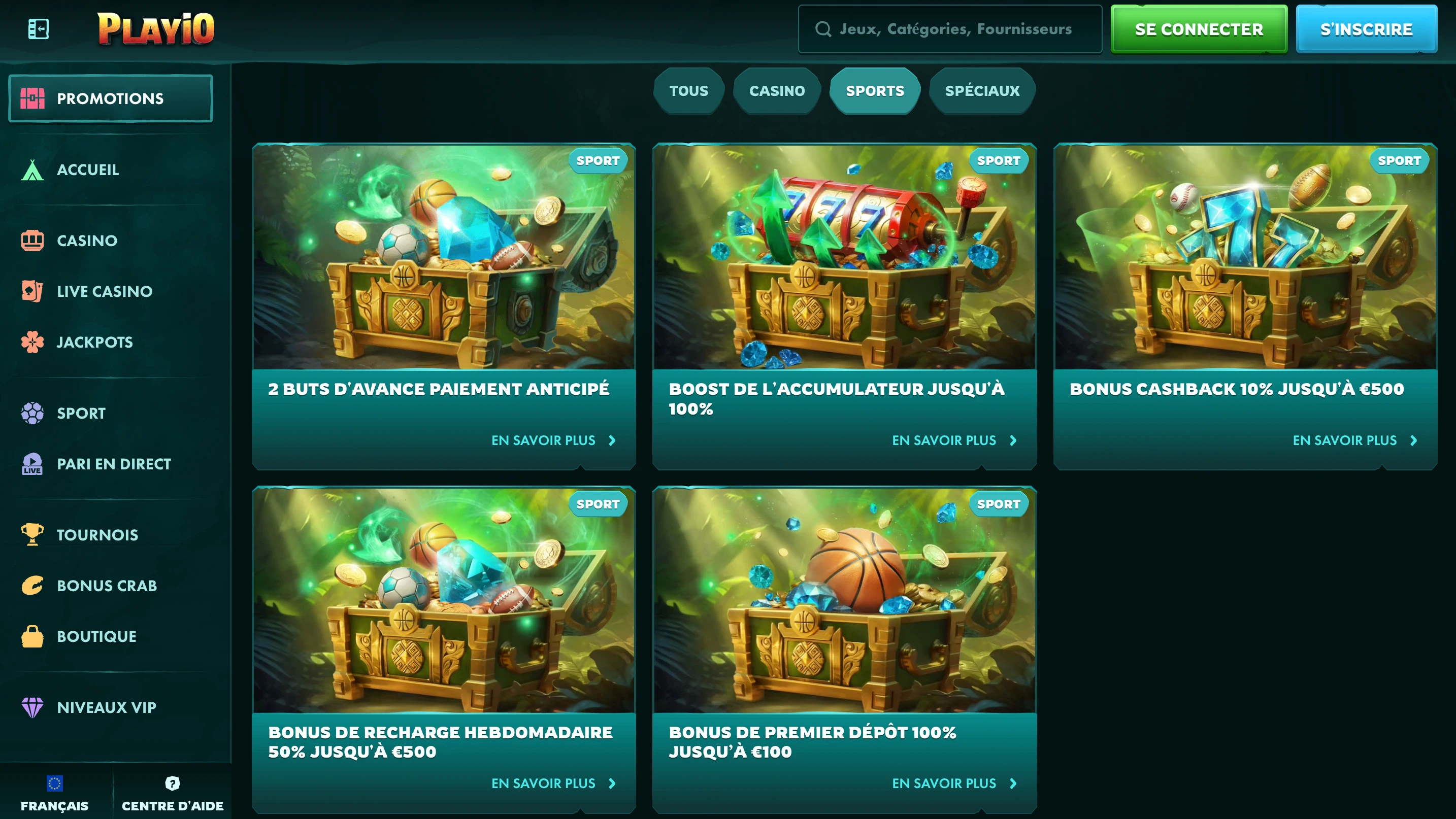 bonus paris sportifs playio