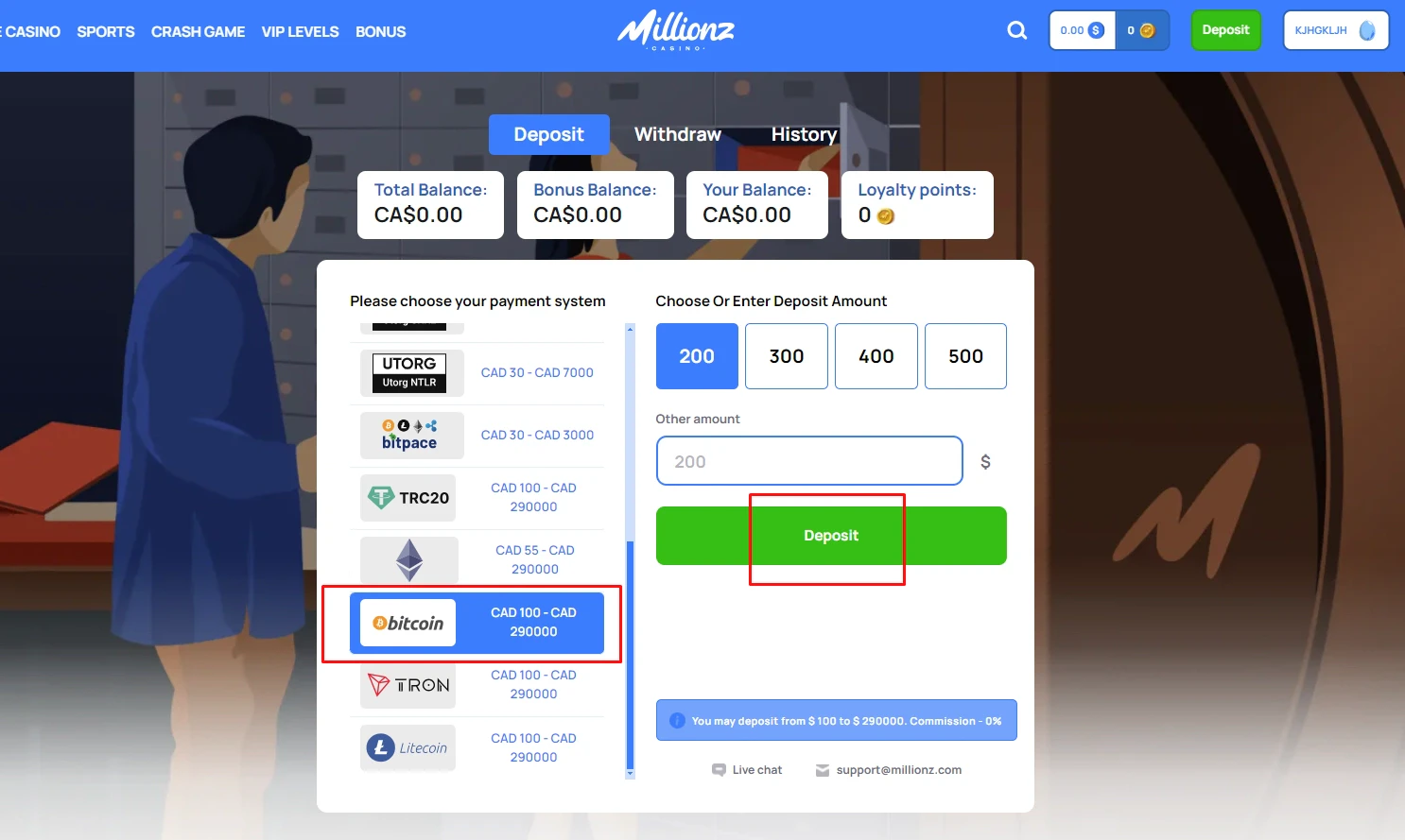 Millionz Deposit
