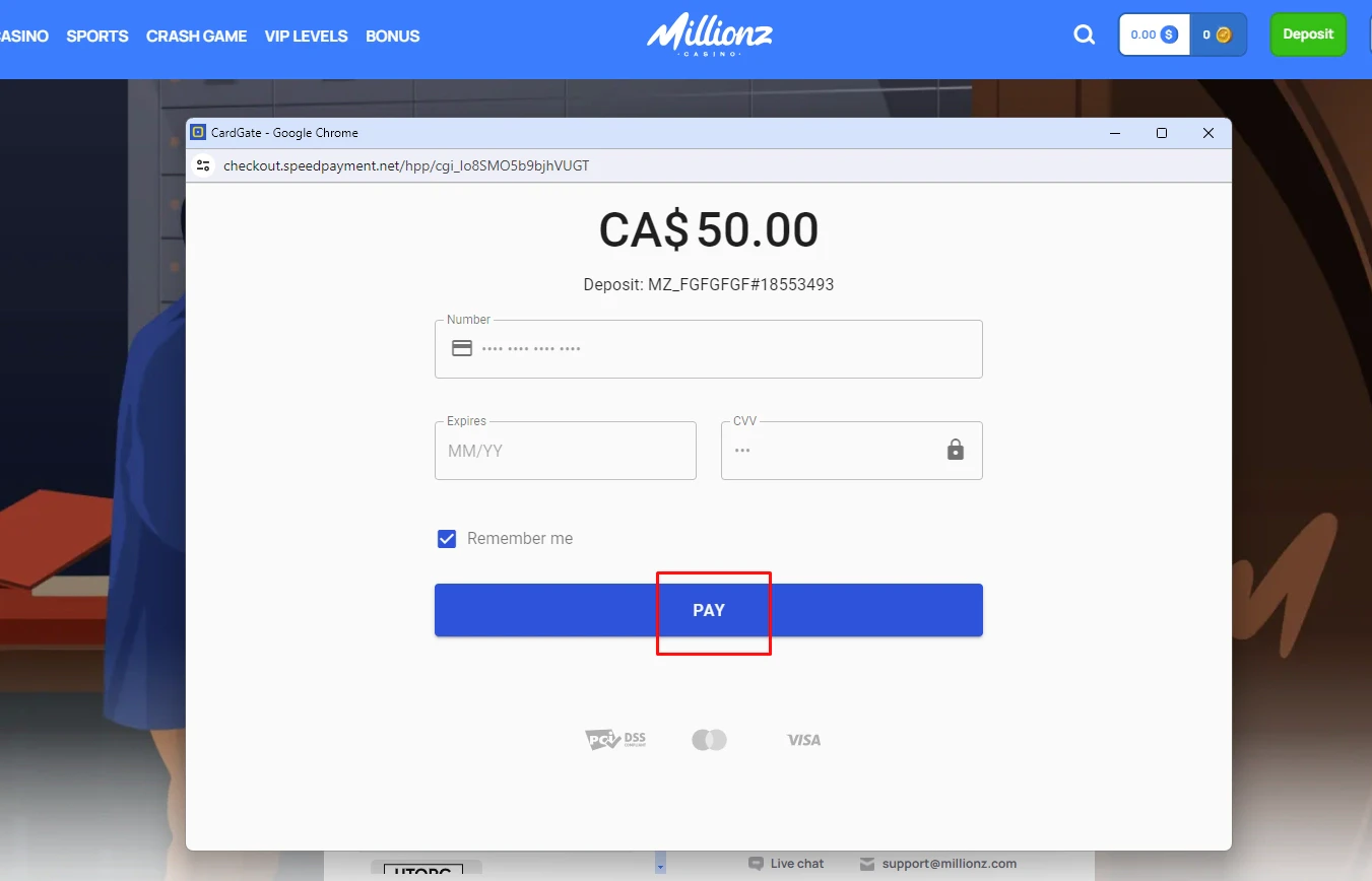 Millionz mastercard deposit