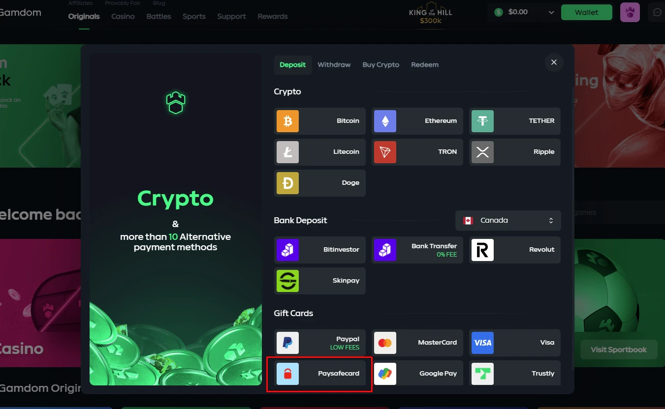 Gamdom deposit