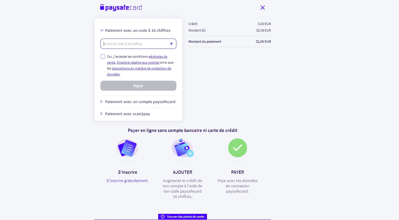 Paysafecard deposit