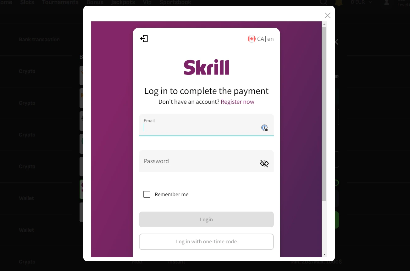 Skrill deposit