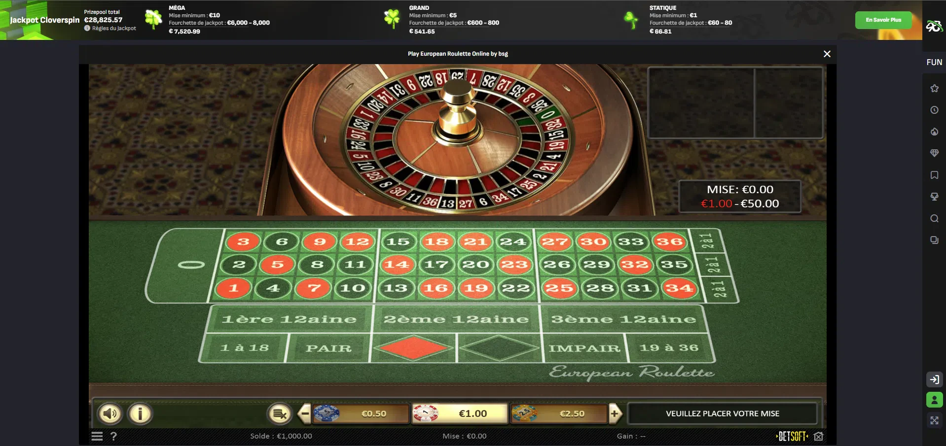 Déroulement roulette européenne