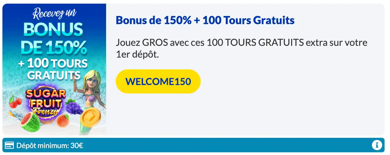 bonus de bienvenue lucky treasure