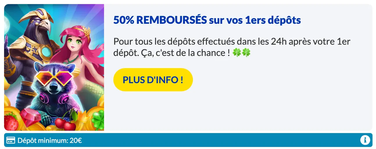 cashback de bienvenue lucky treasure