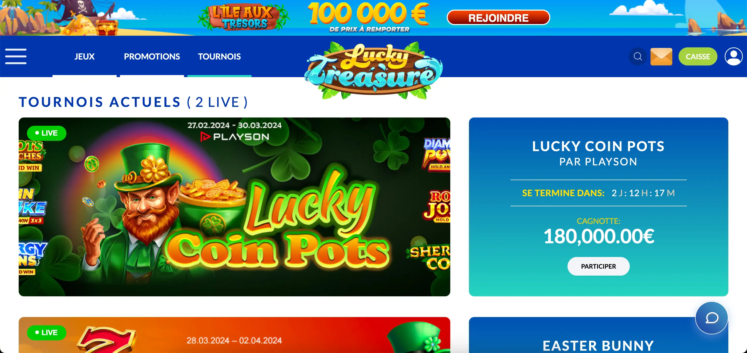 tournois lucky treasure