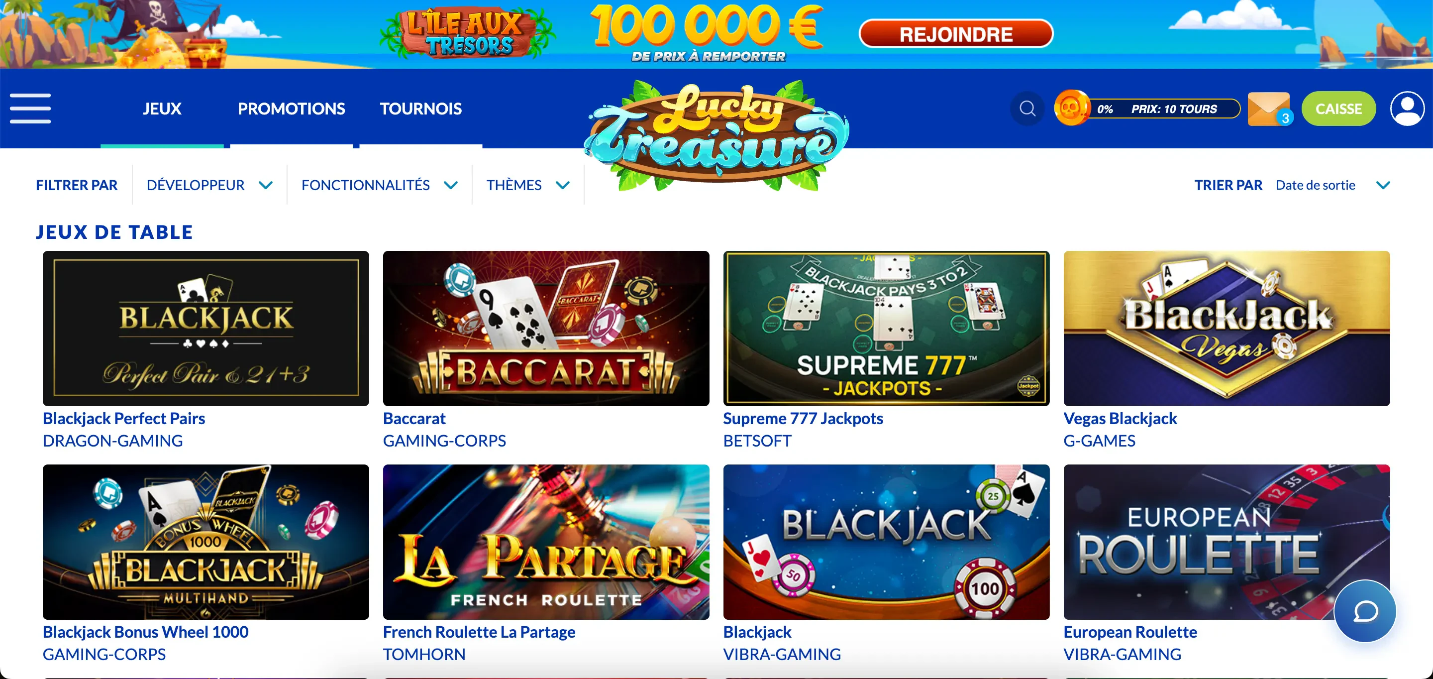 jeux de table lucky treasure