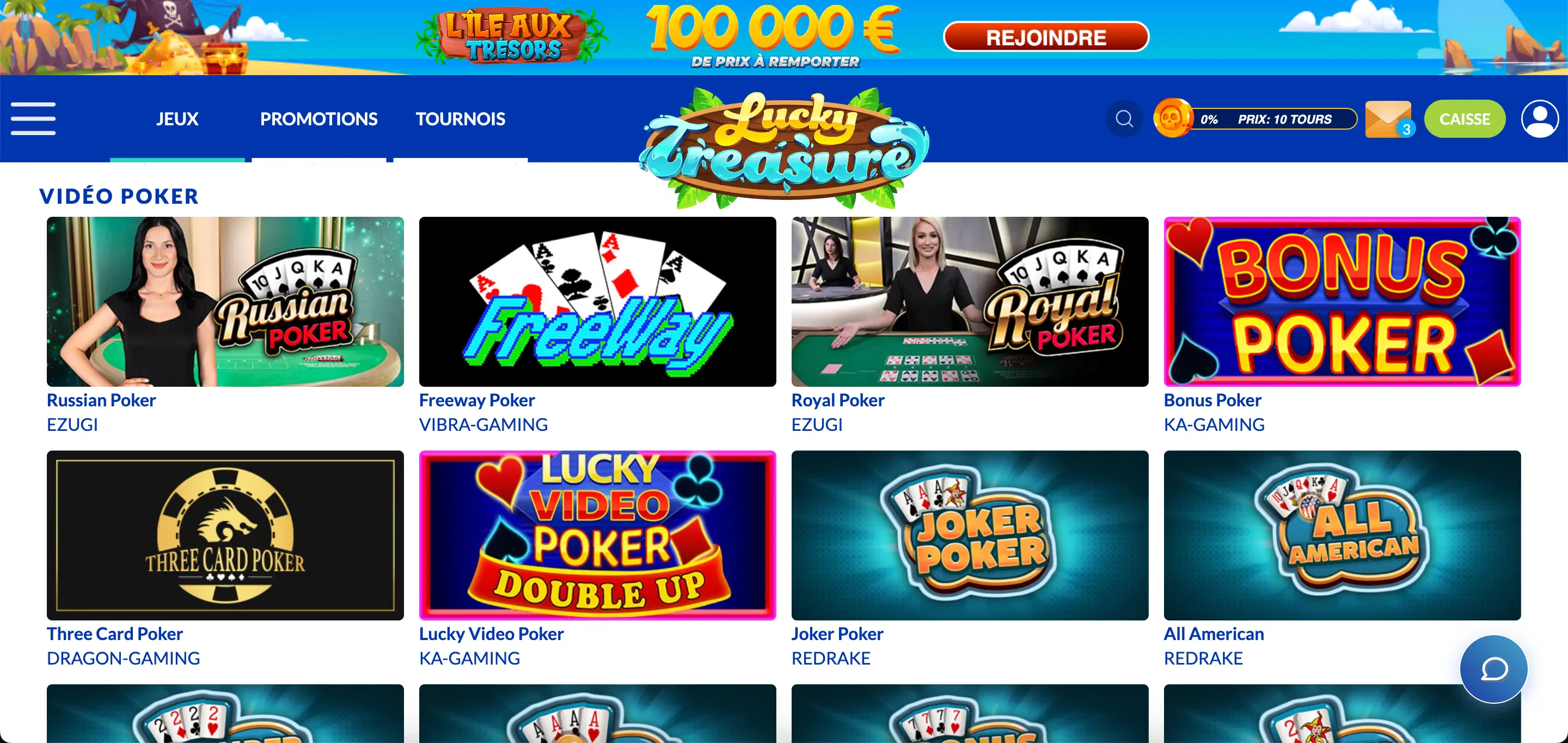 video poker lucky treasure