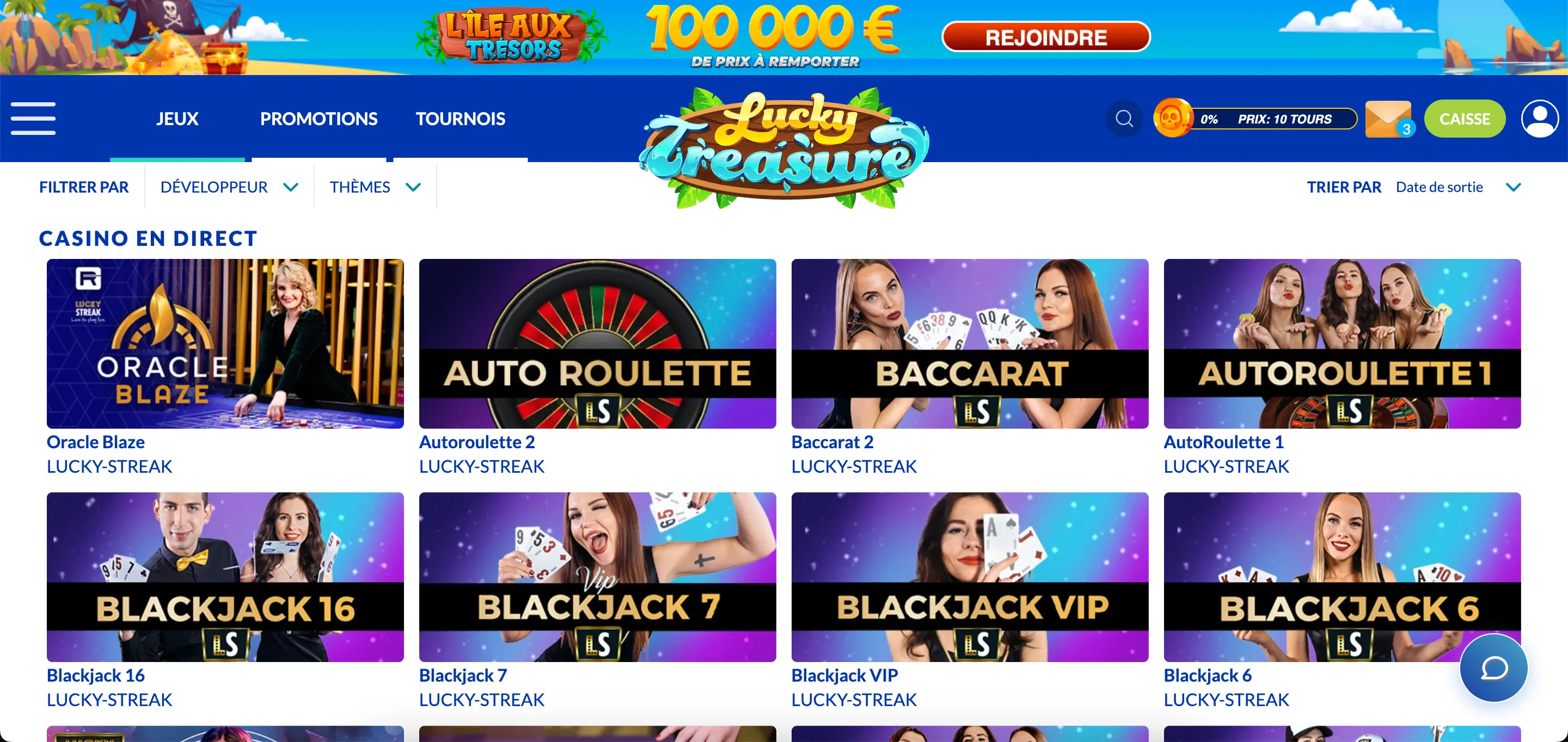 casino en direct lucky treasure
