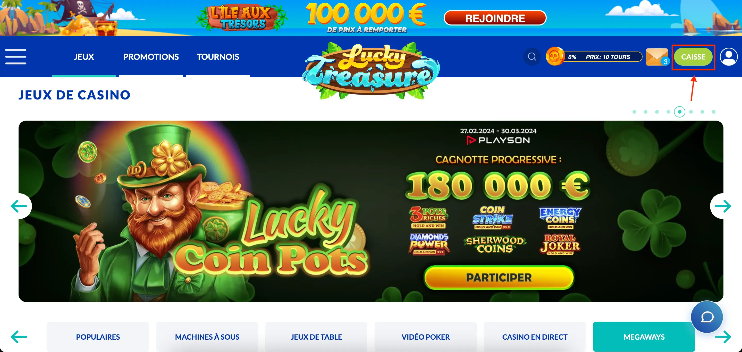 dépôt lucky treasure