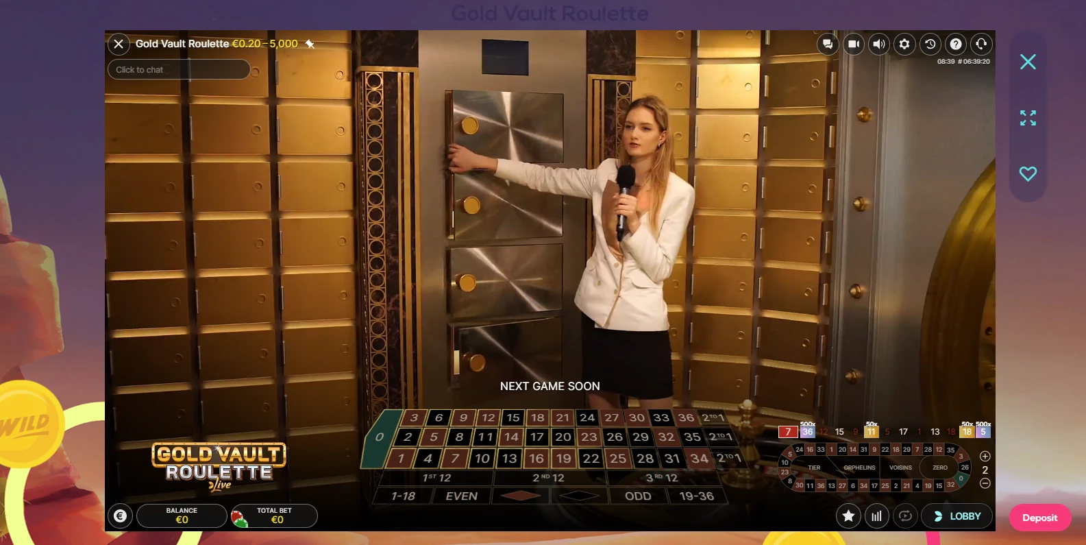 Gold Vault Roulette classic round
