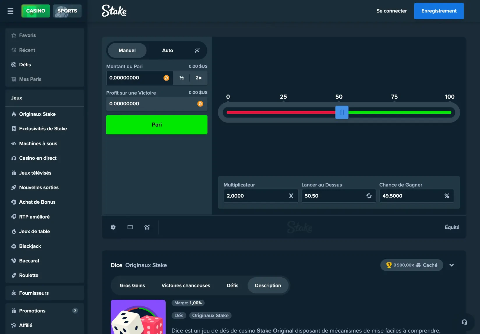 dice stake mobile