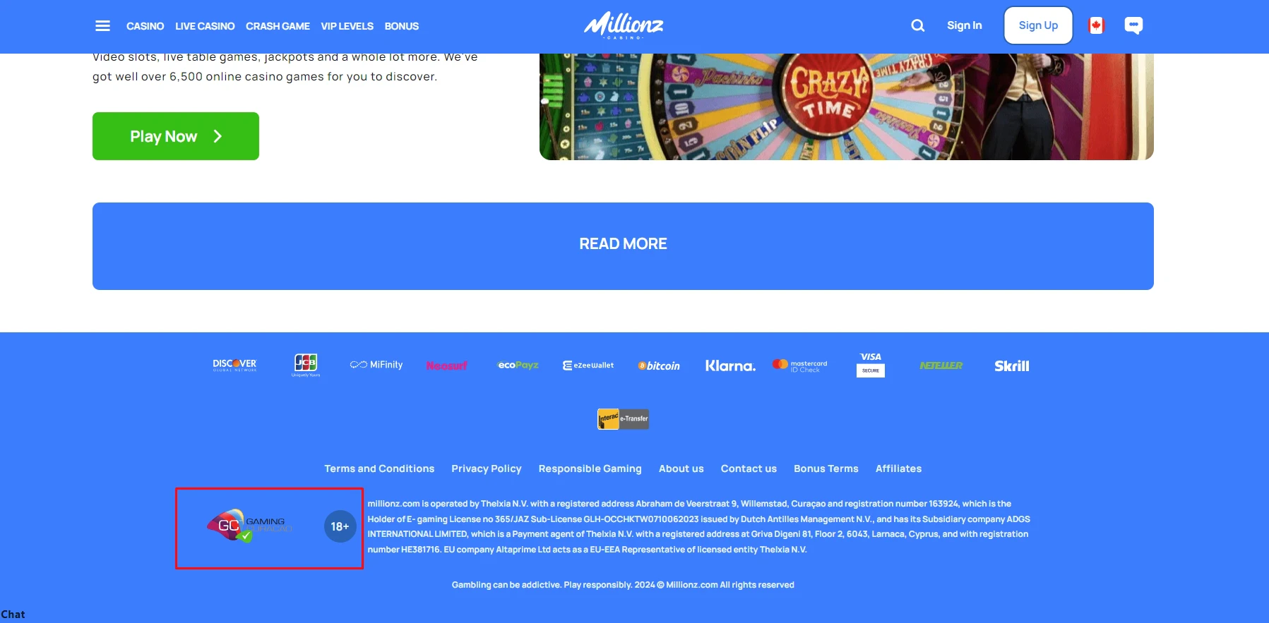 Millionz Casino license