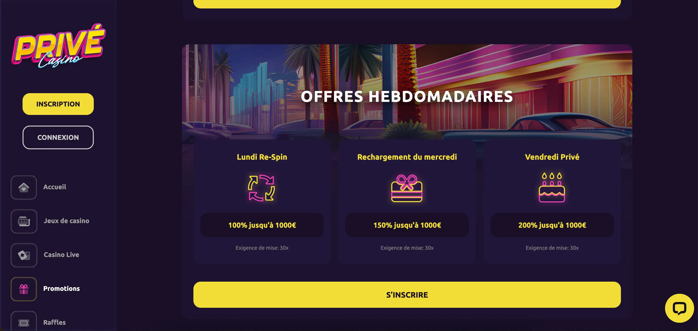 privécasino bonus hebdomadaires