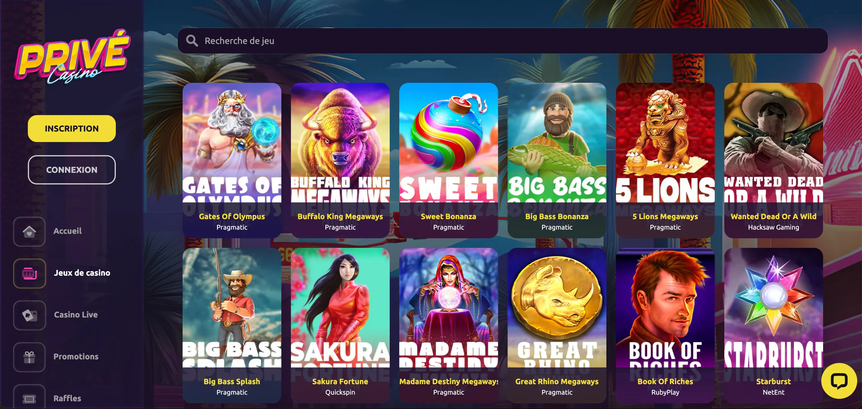 privécasino machines à sous