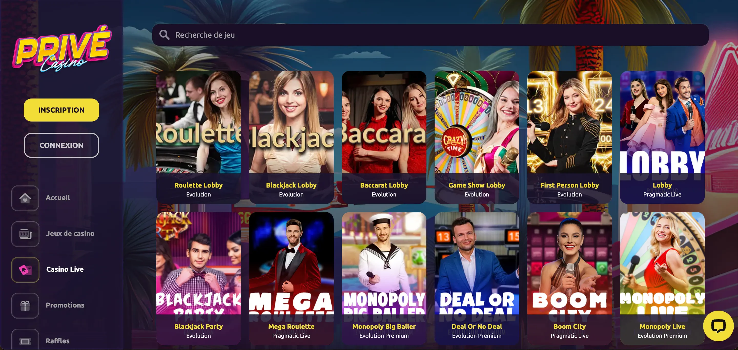 privécasino casino en direct
