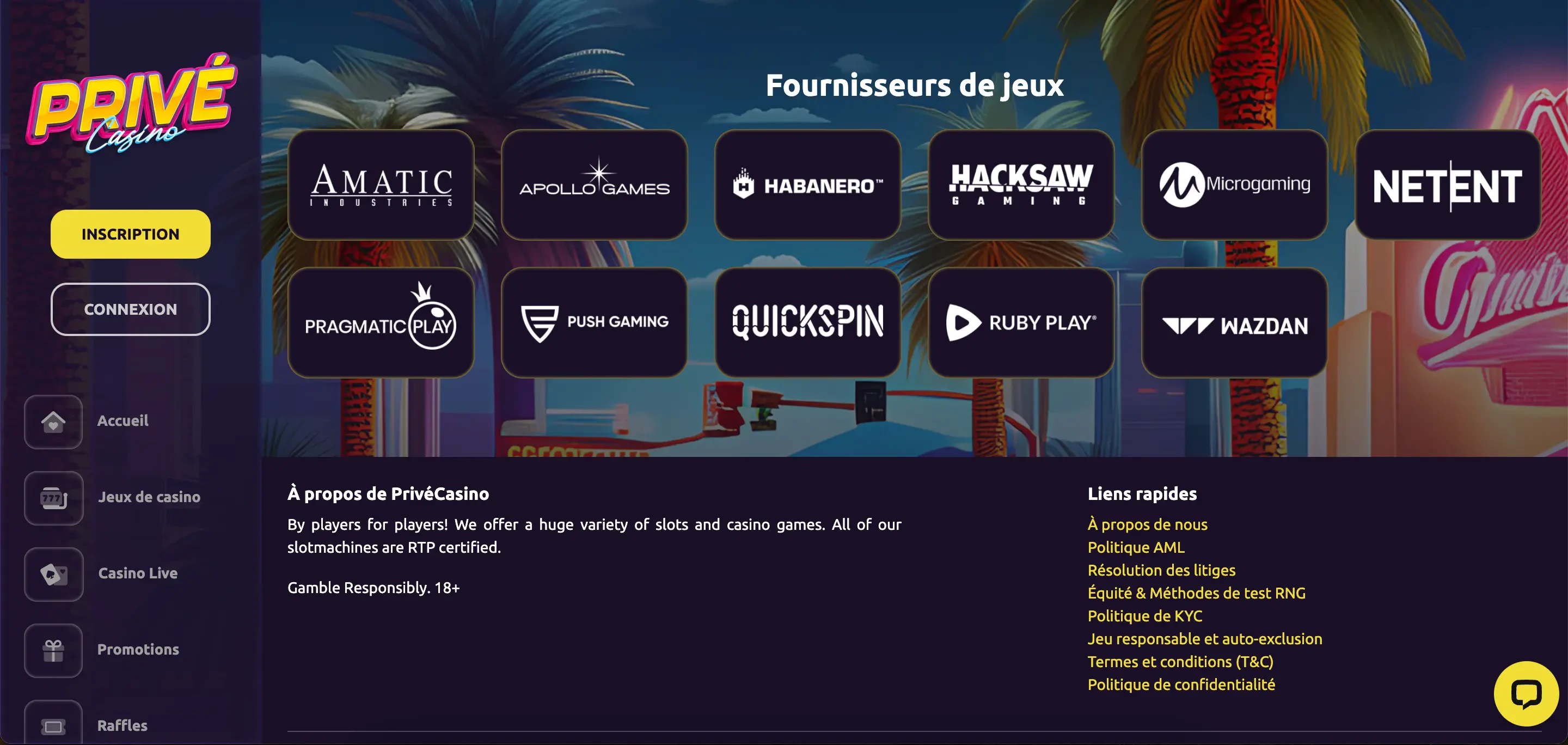 privécasino fournisseurs