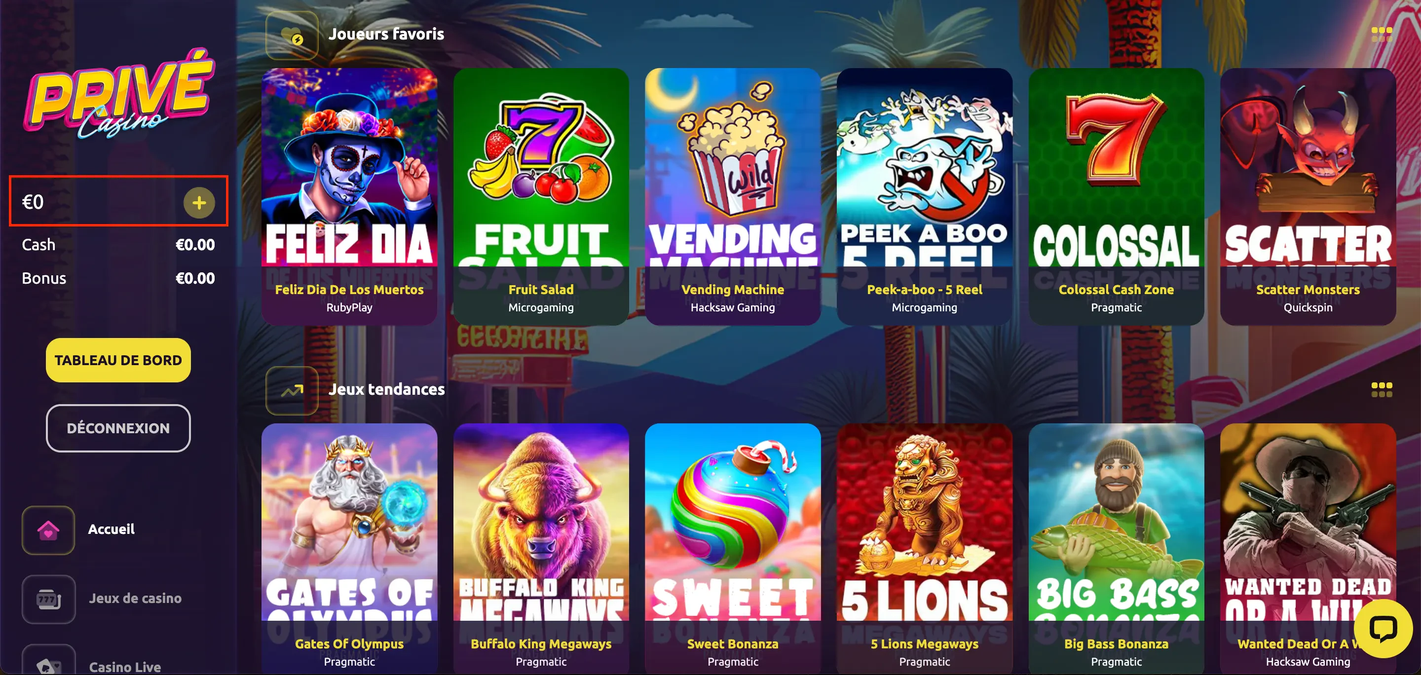 privécasino dépôt