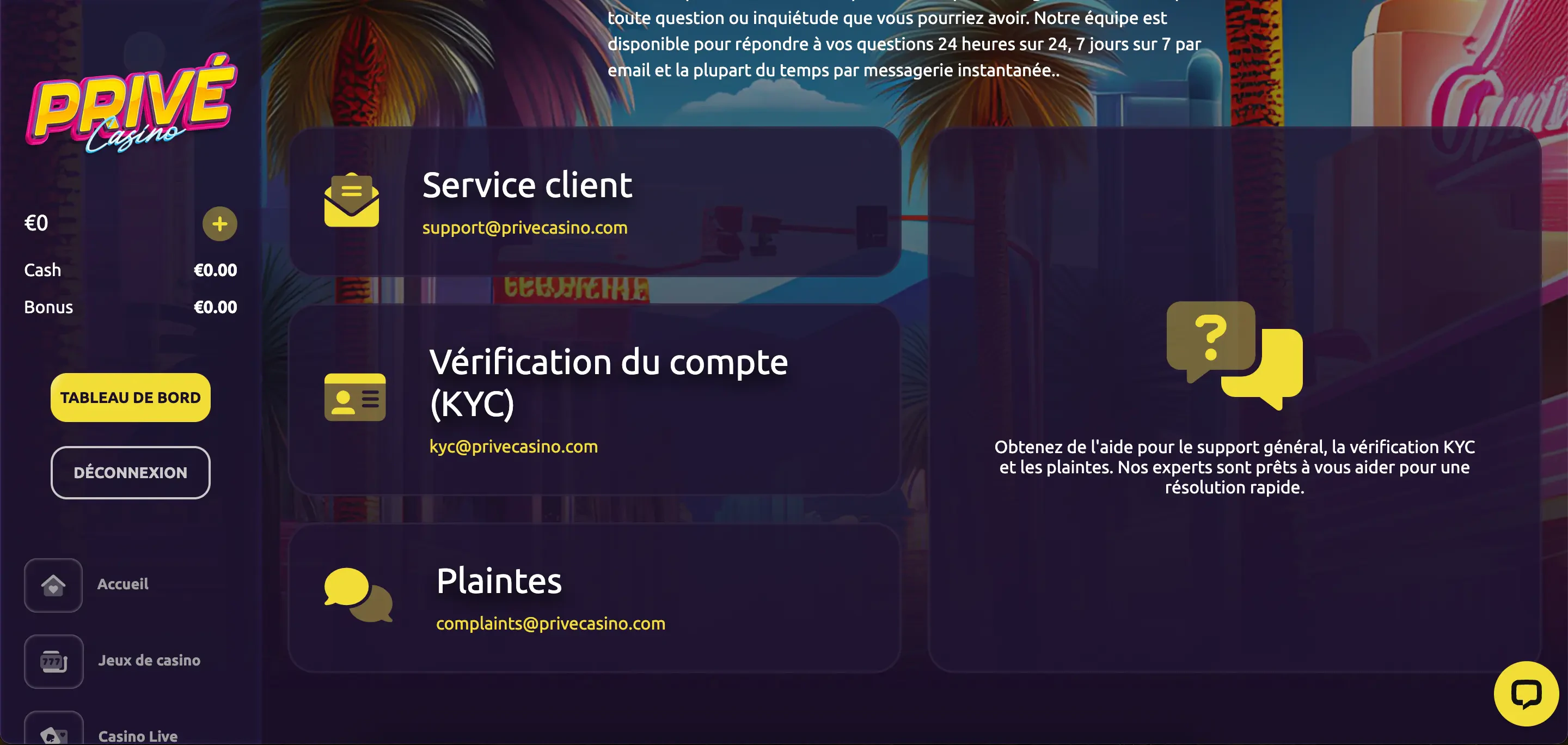 privécasino aide