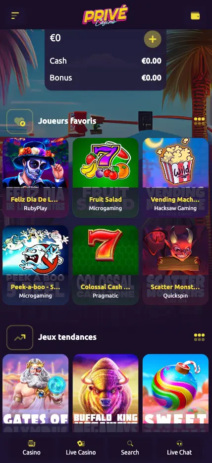 privécasino mobile
