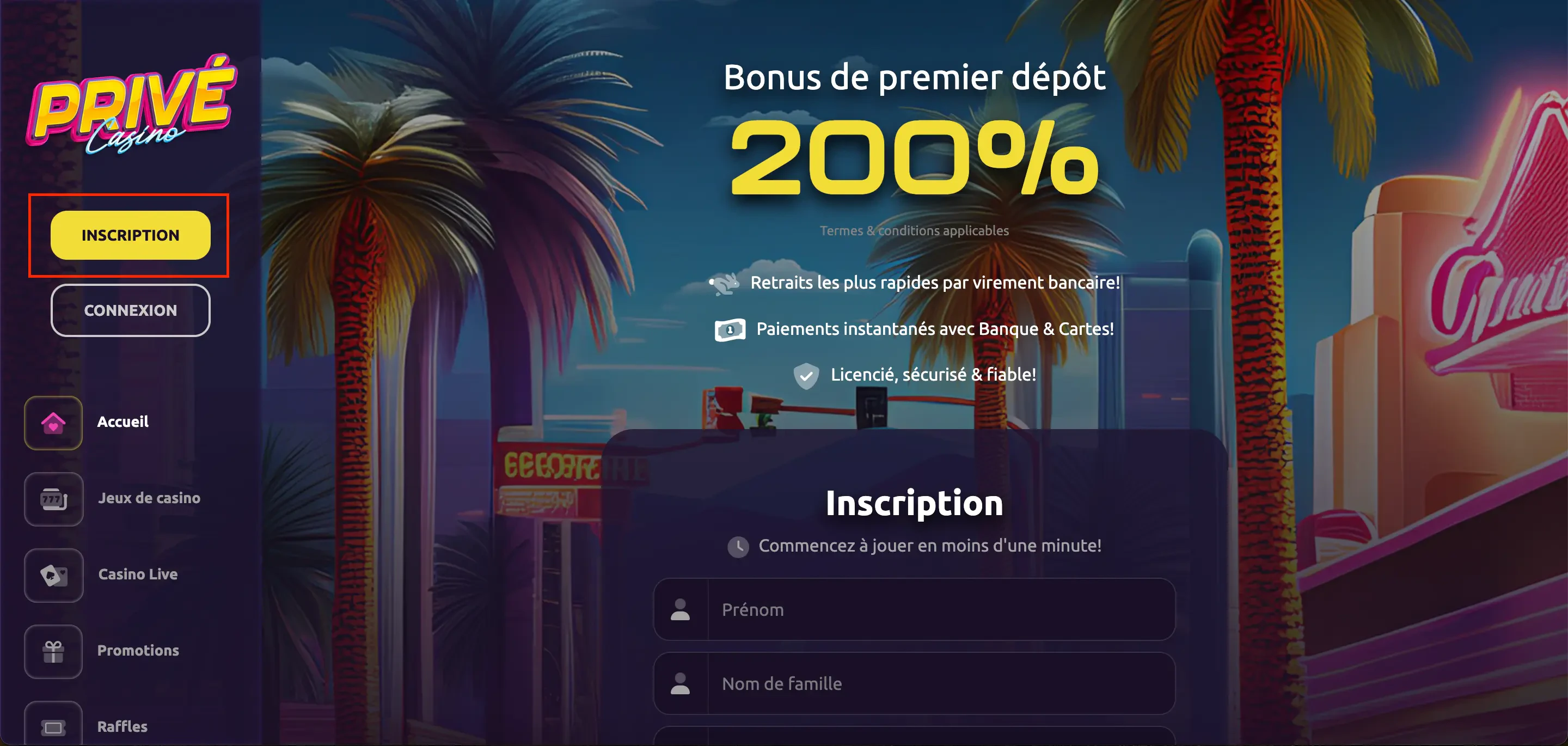 privécasino inscription