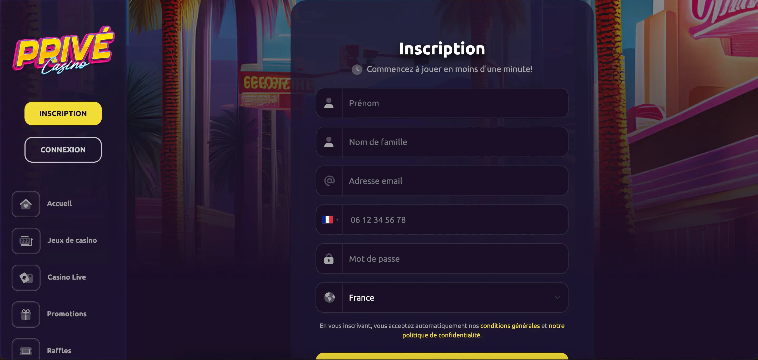privécasino inscription