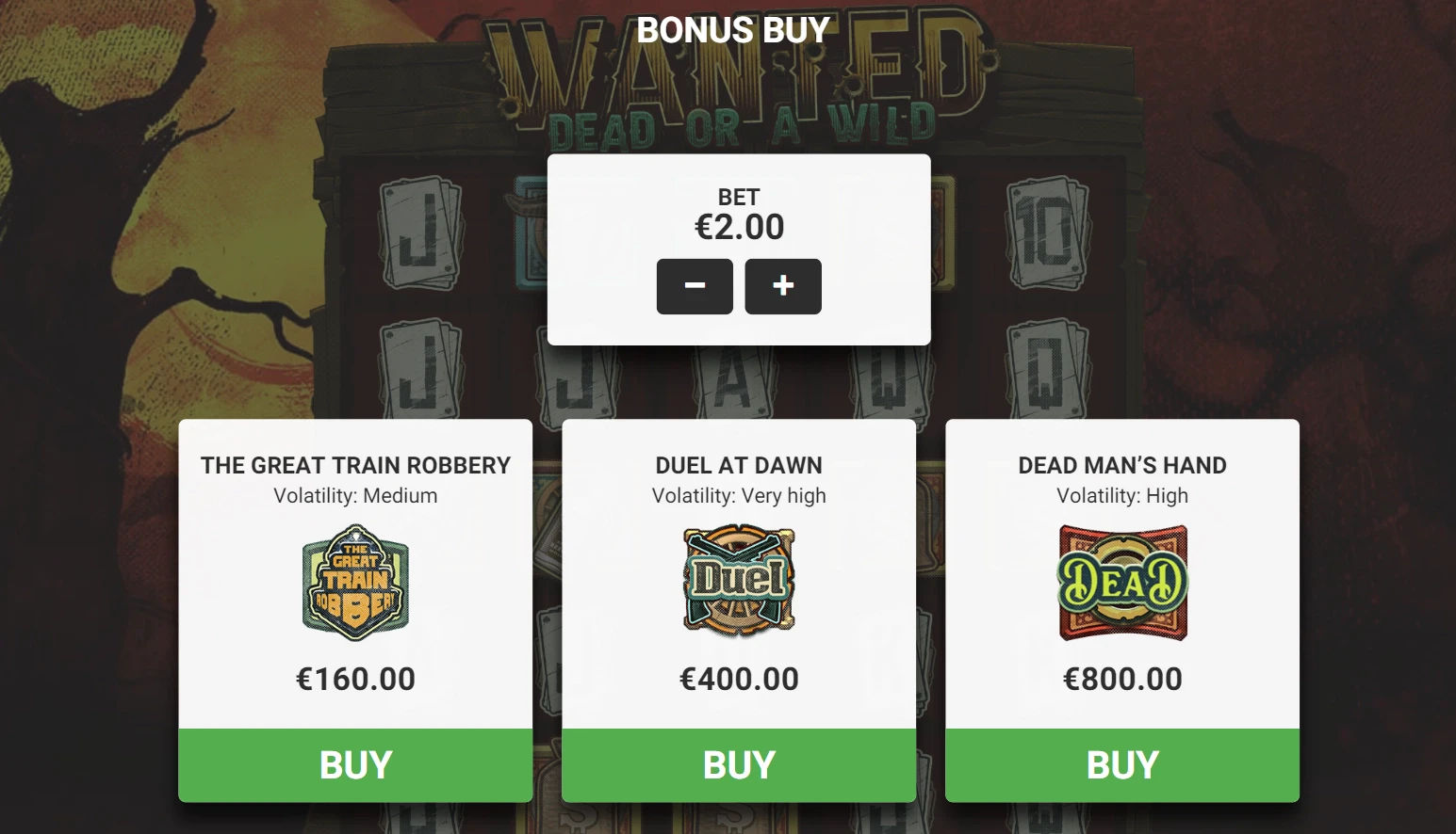 Wanted Dead or A Wild Bonus Buy